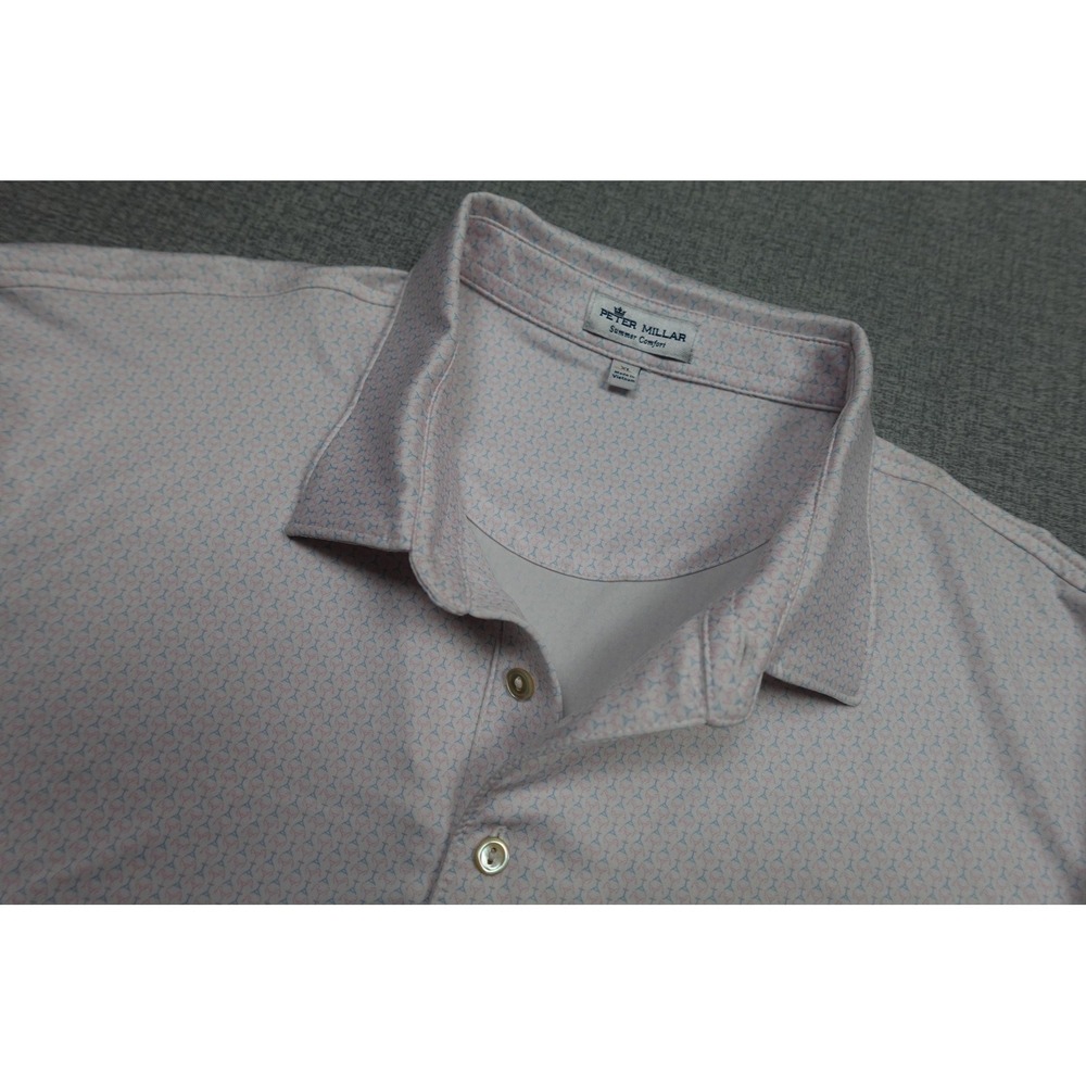 Peter Millar Summer Comfort Polo Mens XL Pink Geo Golf La Cantera Resort Shirt